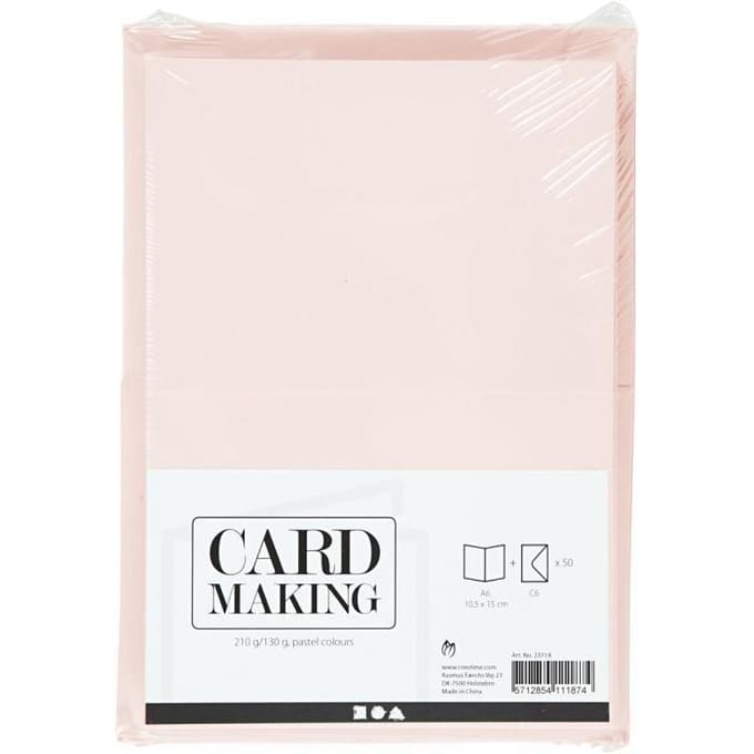 Creativ Company Kaarten En Enveloppen, 10,5x15 cm, 11,5x16,5 cm, Pastelkleuren, 50 Set