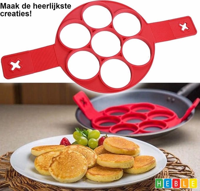 *** Siliconen Wafel Poffertjesvorm - Poffertjesmakers voor 7 poffertjes - van Heble® ***
