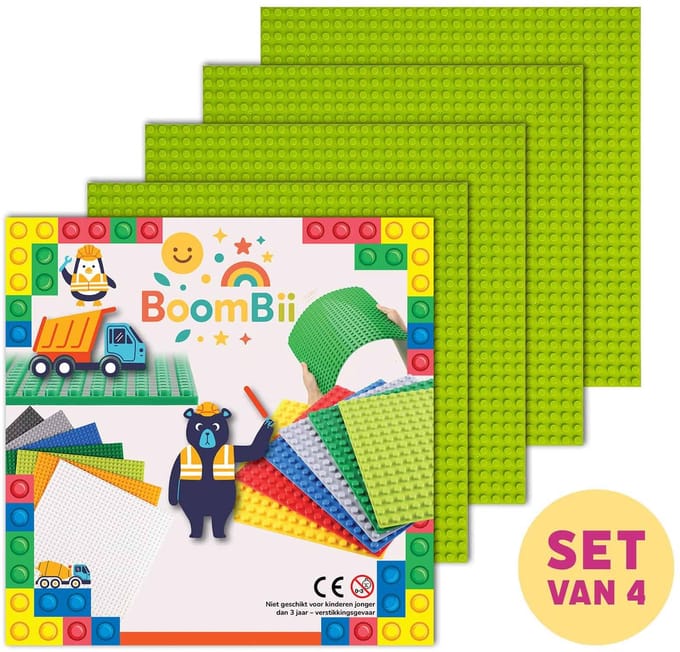 Bouwplaat lichtgroen - geschikt voor LEGO - set van 4 bouwplaten