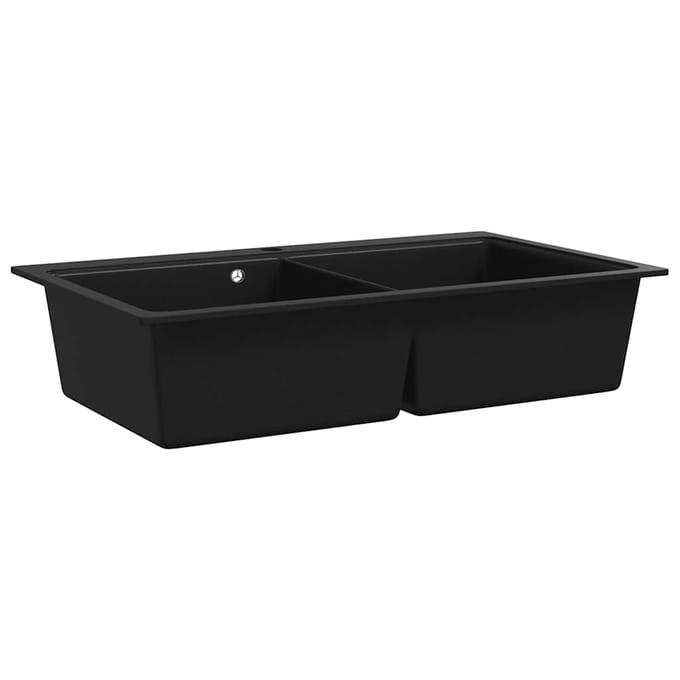 vidaXL - Spoelbak - opbouw - graniet - dubbele - bak - zwart