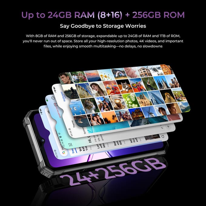OUKITEL G7 Mobiele Telefoon 24GB+256GB 6.52  Scherm 64MP 10600mAh Android 16 Smartphone
