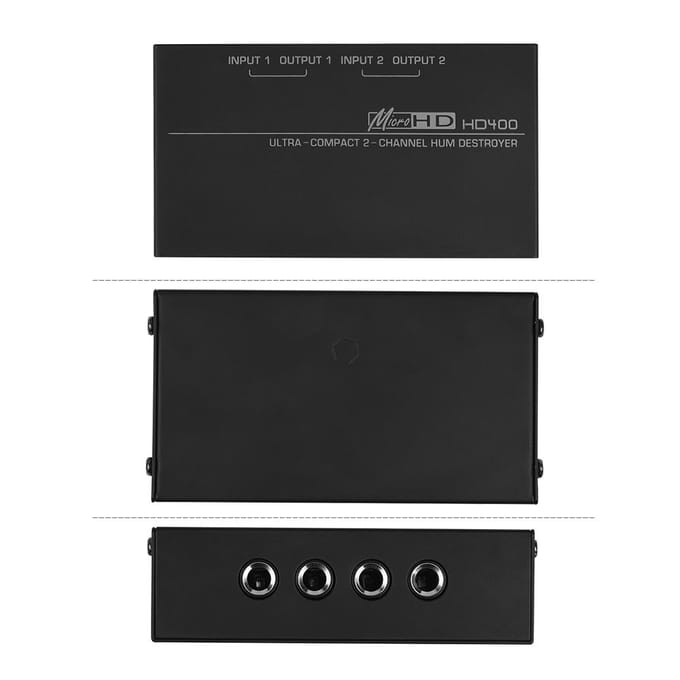 Ultracompacte Hum Destroyer 2-kanaals Hum Eliminator-ruisfilter met 1/4 zwart