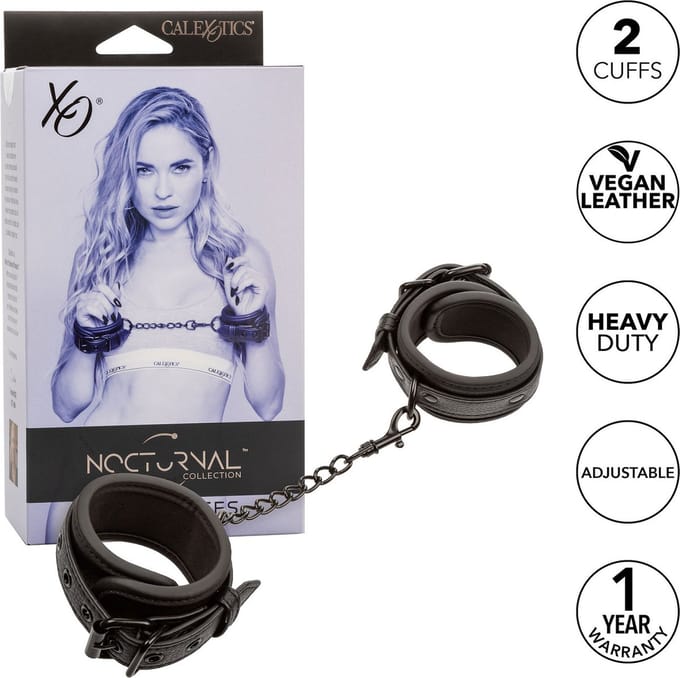 Calexotics - Nocturnal Leather Wrist Cuffs Adjustable Black