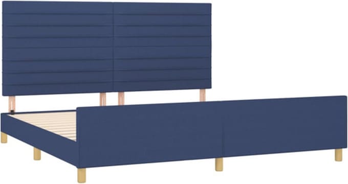 vidaXL - Bedframe - zonder - matras - stof - blauw - 200x200 - cm