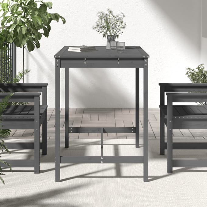 vidaXL - Tuintafel - 121x82,5x110 - cm - massief - grenenhout - grijs
