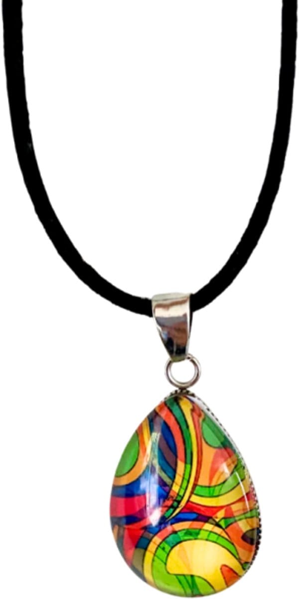 Ketting cabochon druppel rood geel - Charme Bijoux