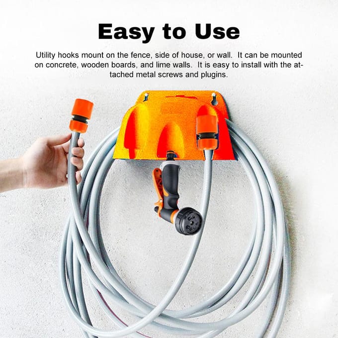 Support de tuyau d'arrosage robuste à fixation murale pour tuyau d'arrosage, organisateur d'outils d'irrigation pour tuyau d'arrosage robuste orange