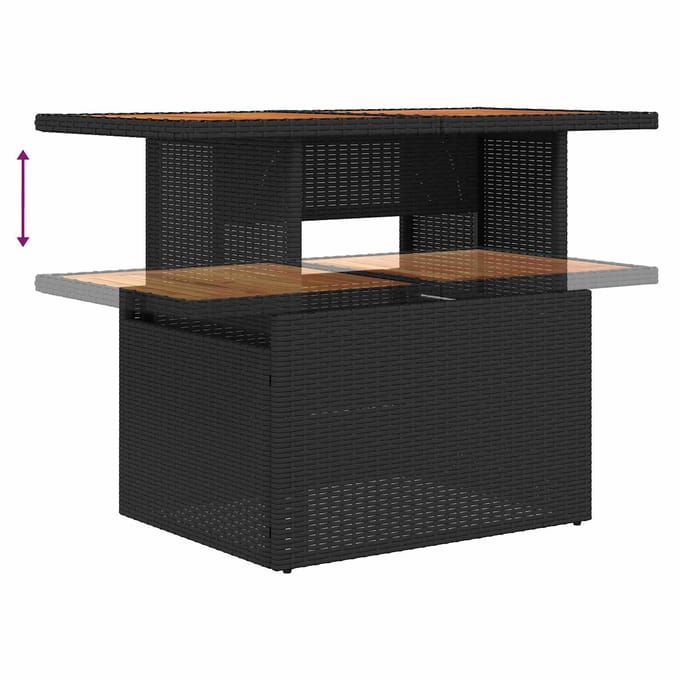 vidaXL - Tuinbank - Set - 7 - st - Zwart - poly - rattan