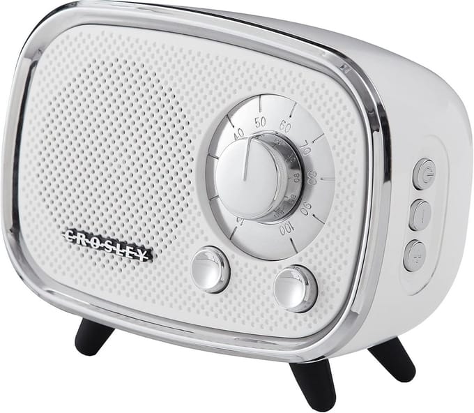 Vintage Draaiende Luidspreker - Draagbare Bluetooth Speaker - Wit