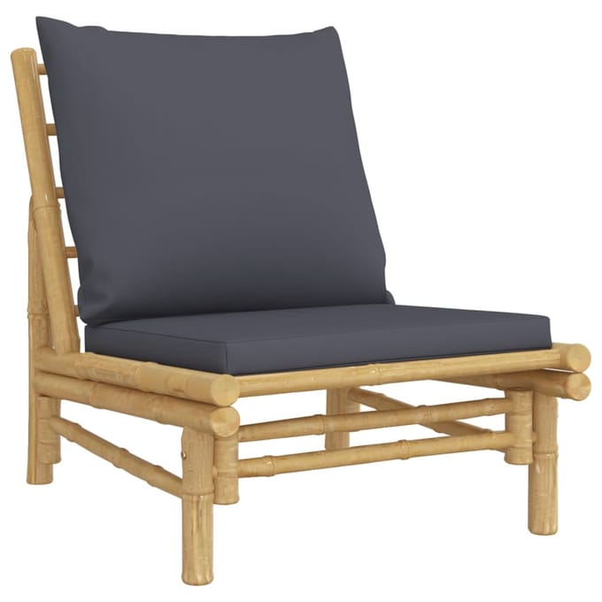 vidaXL - Tuinstoelen - 2 - st - met - donkergrijze - kussens - bamboe