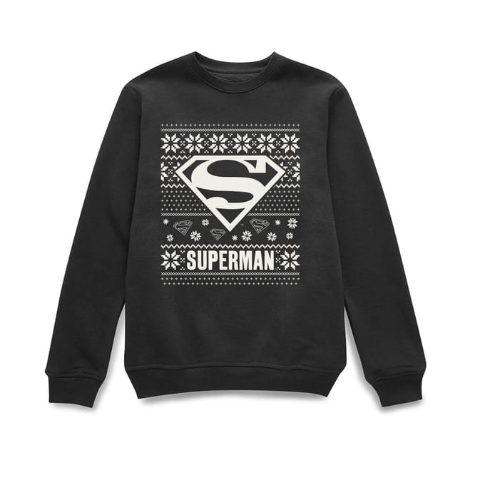DC Comics Superman Logo Kersttrui - Zwart - M