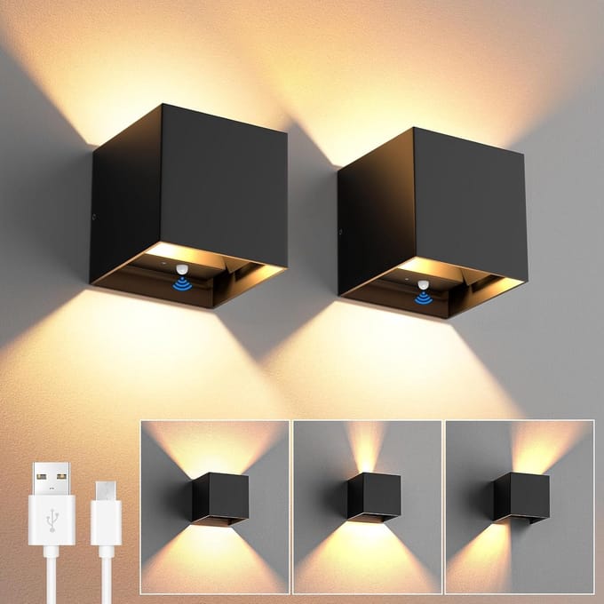 2x Draadloze LED Wandlamp met Bewegingsmelder - Oplaadbaar - 4000 mAh - Voor Binnen