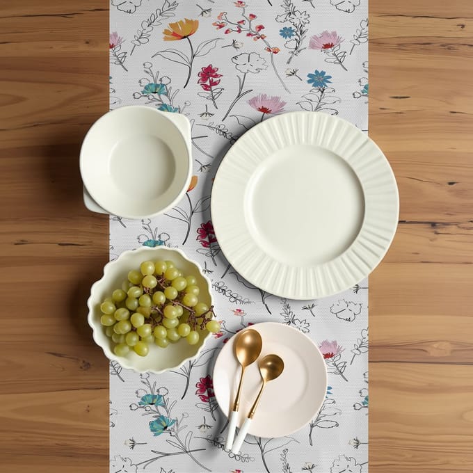 ABAKUHAUS Botanische Tafelloper – Meerkleurig 40x180 cm – Polyester