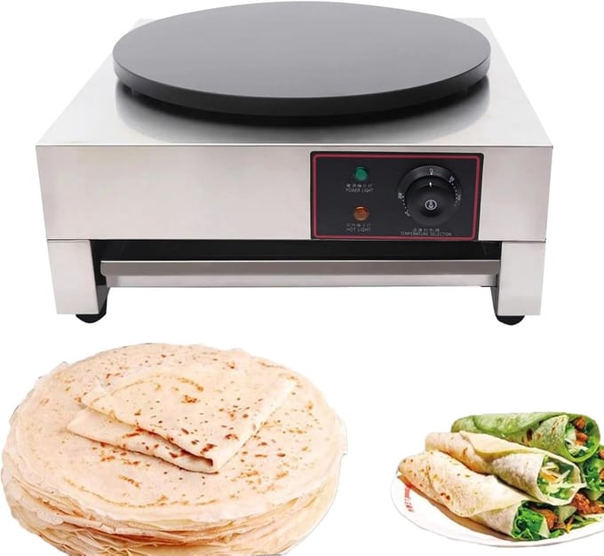Pannenkoek Machine - Crêpe Maker - Bakken & Braden - Instelbare Temperatuur - 45cm Breed - Zilver
