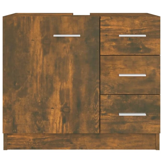 vidaXL - Wastafelkast - 63x30x54 - cm - bewerkt - hout - gerookt - eikenkleurig