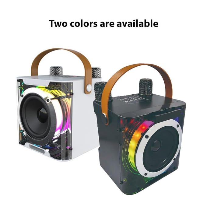 Karaokemachine met 2 draadloze microfoons BT-microfoon en luidspreker KTV-set met RGB-licht zwart