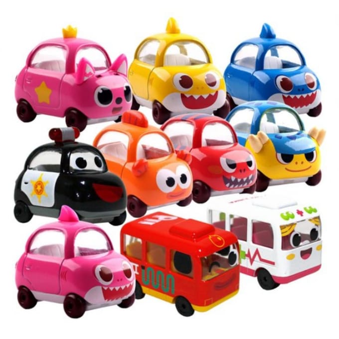 Pinkfong Babyshark Mini Voiture Moulée sous Pression Métal Jouet Kamicar Jouet 10 Types black