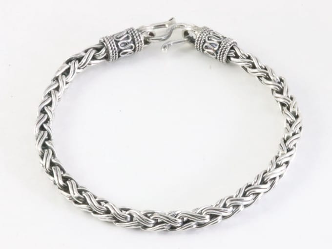 Zware gevlochten zilveren armband - lengte 19 cm