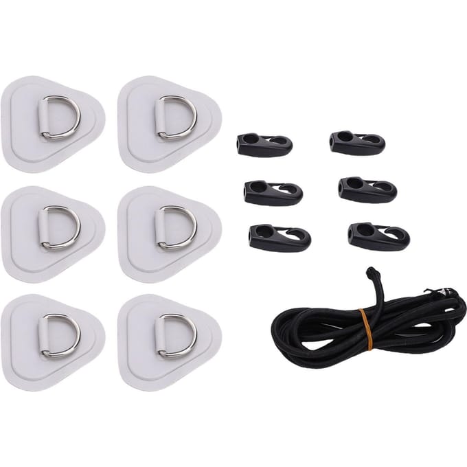 RVS D-ring Patch Kit Driehoekig met Elastische Koordhaken D-ring PVC Patch voor Opblaasbare Boot Vlot Dinghy grijs