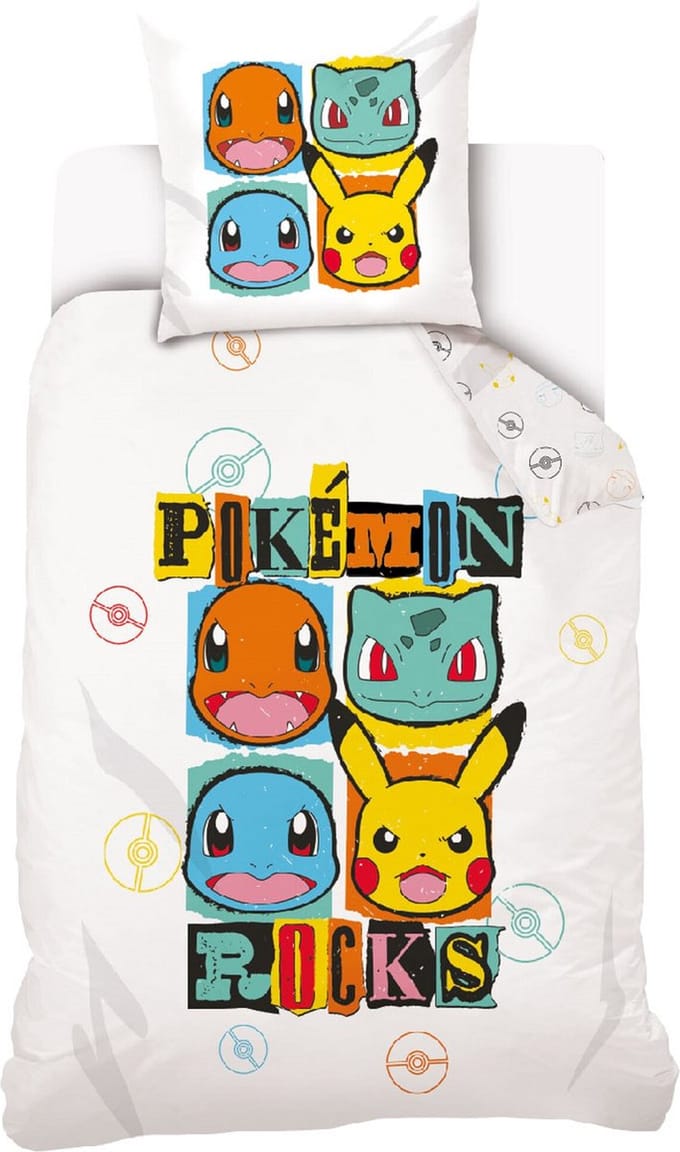 Pokémon Dekbedovertrek Pokemons Rocks 140 x 200 cm (Multi)