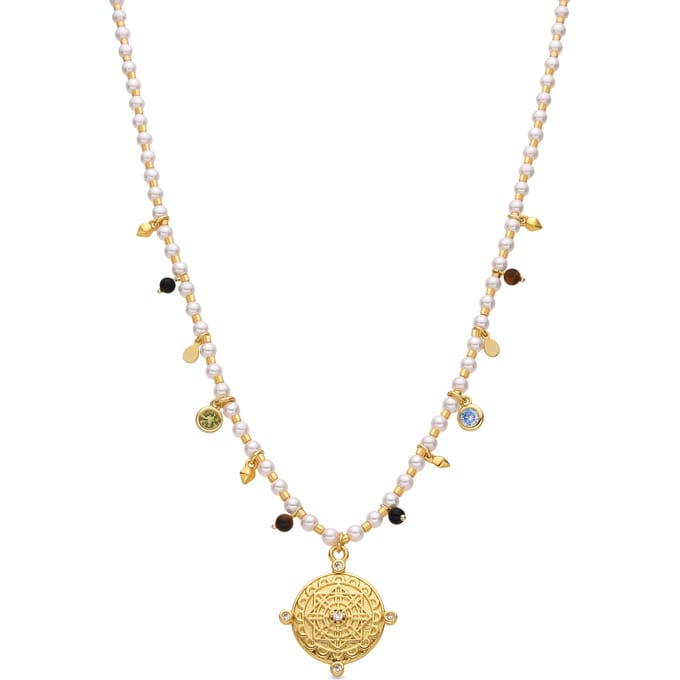 Luxenter Sterling Zilver 925 en 18k goudfinish witte parelketting - Thydo
