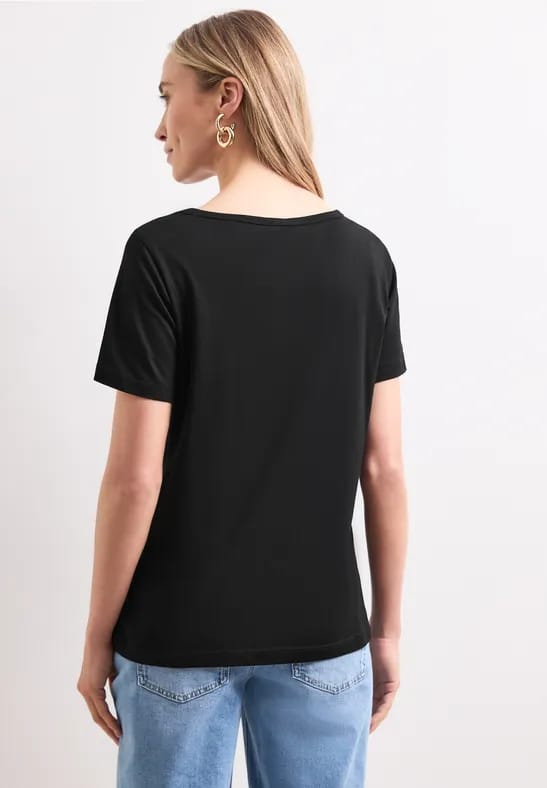 Shirt met ronde hals en foliedetails