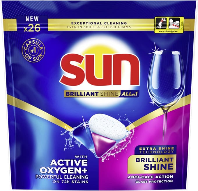 Sun Brilliant Shine All-in 1 Vaatwastabletten 26 stuks