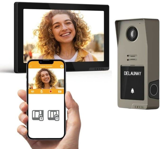 Extel 720335-TG Digital Connect bedrade video intercom met vingerafdruklezer - titaniumgrijs