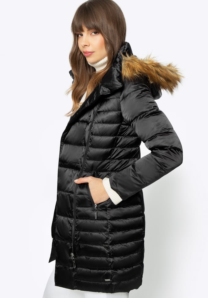 Wittchen Dames Donsjack met Asymmetrische Sluiting Zwart Nylon