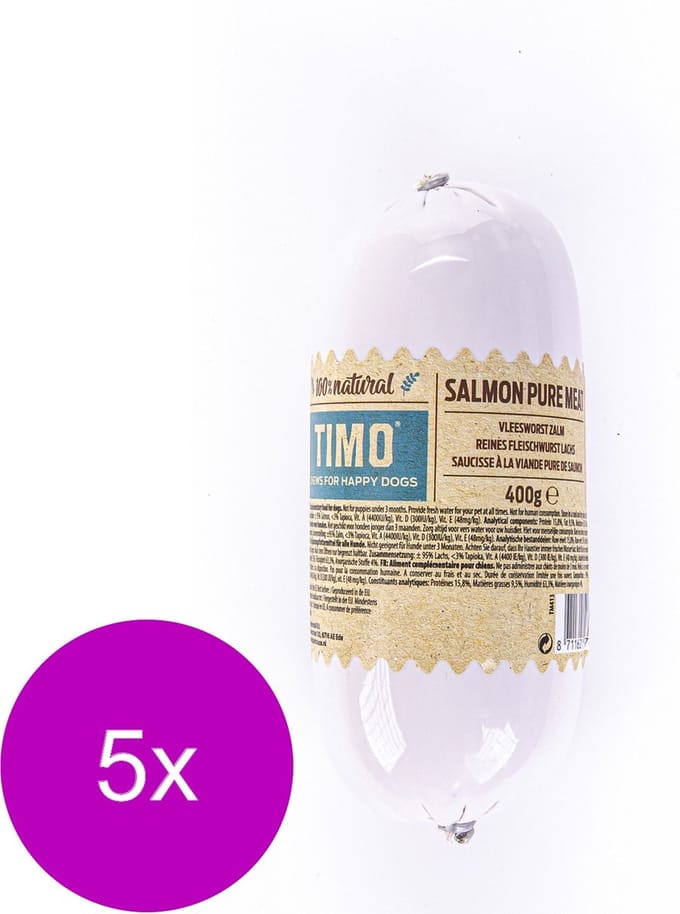 Timo Vleesworst Zalm - Hondensnacks - 5 x 400 g