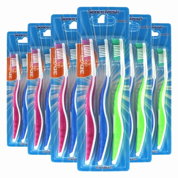 Sence - Tandenborstels 3D-Extra Clean Medium - 6 x 3 stuks - Voordeelverpakking