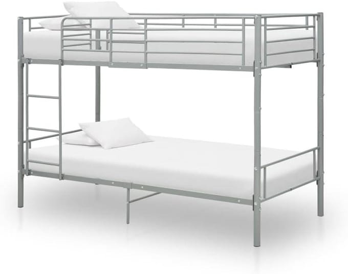 Stapelbed Metaal - Hoogslaper Kinderen - Ruimte Besparen - Robuuste Constructie - 90 x 200 cm - Grijs
