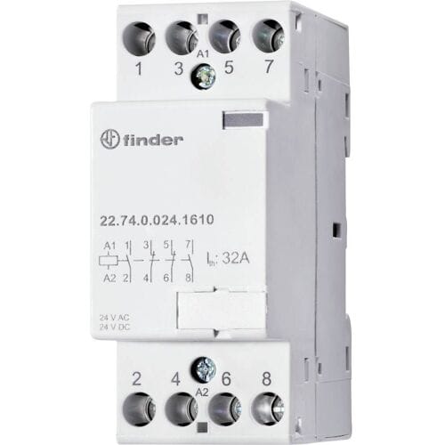 Finder 22.74.0.024.1310 Contactor 4x NO 24 V/DC, 24 V/AC 32 A 1 stuk(s)