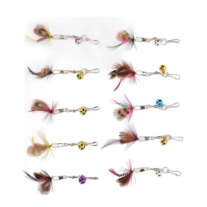 10 Pièces Plume de Rechange pour Baguette Teaser pour Chat Mignon Insecte Volant Attrayant Accessoires de Jouet Baguette pour Chat white