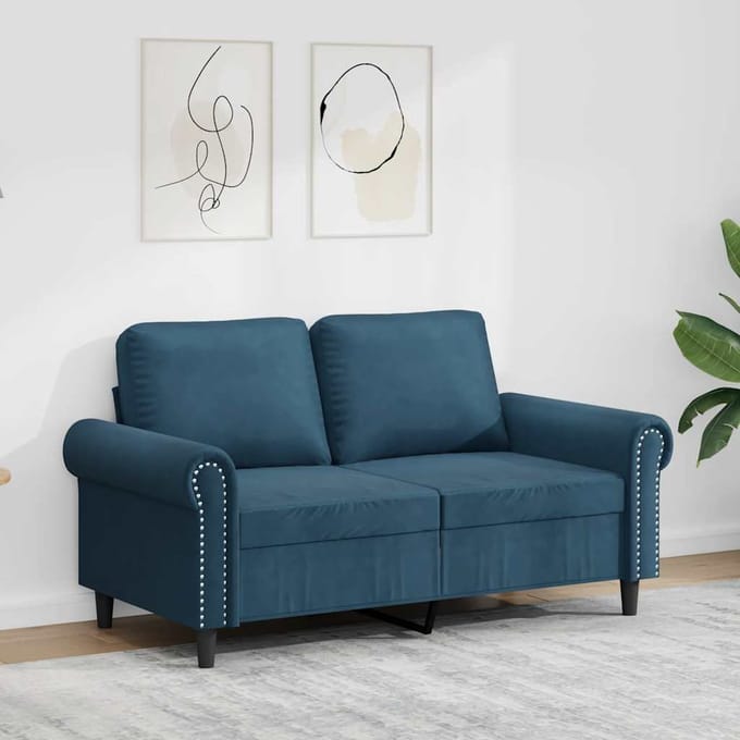 vidaXL - Tweezitsbank - 120 - cm - fluweel - blauw