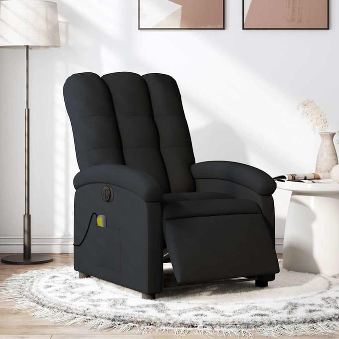 vidaXL - Massagestoel - elektrisch - verstelbaar - stof - zwart