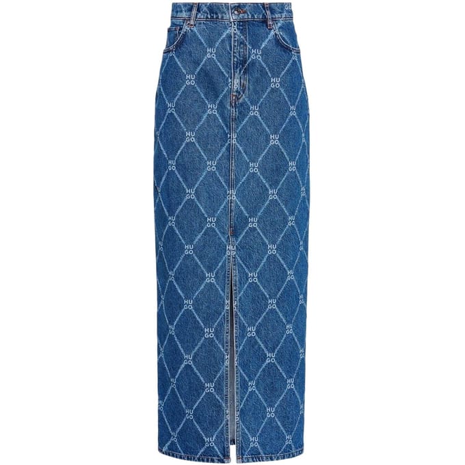 Hugo Dames/Dames Denim Slim Maxi Rok (Blauw)