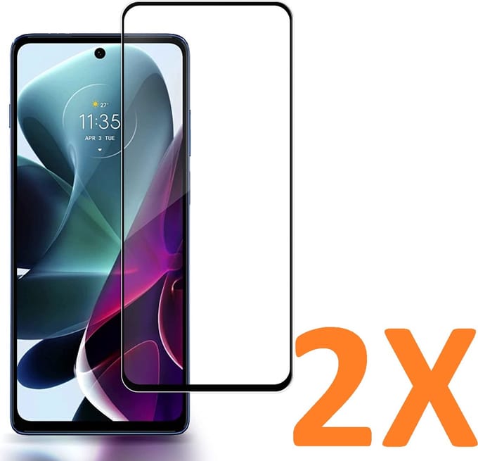 Screenprotector Glas - Full Coverage Tempered Glass Screen Protector [volledige dekking] Geschikt voor: Motorola Moto G200 5G  - 2x