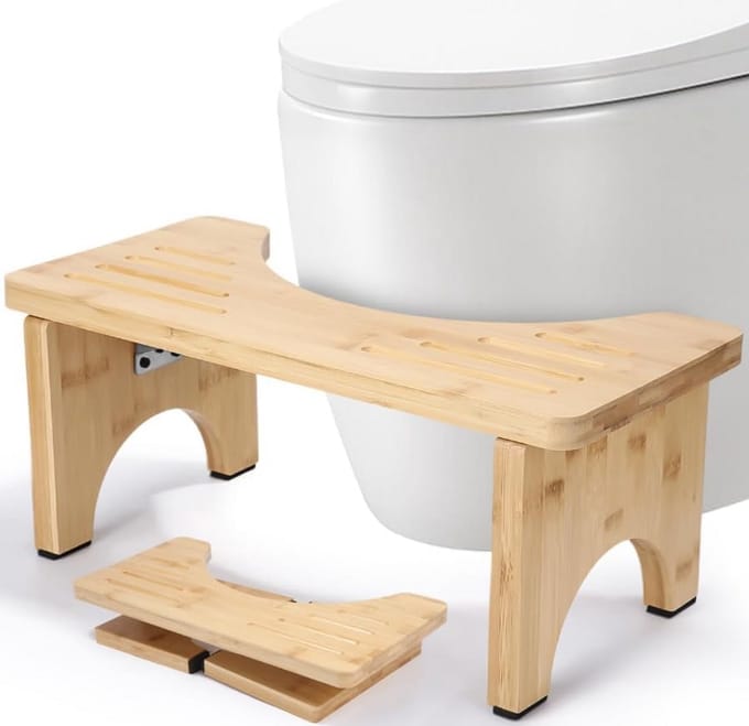 Hoge Kruk voor Toilethouding - Bamboe Poepkruk