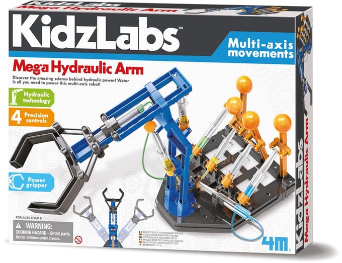 4M Wetenschap En Spel - Creëer Een Mega Hydraulische Arm - Bouwpakket Techniek - KidzLabs - 8 Jaar