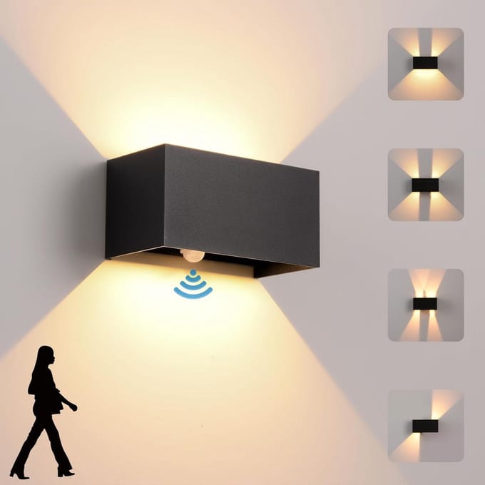Waterdichte Buiten- en Binnen Wandlamp met Bewegingssensor LED 24W Zwart