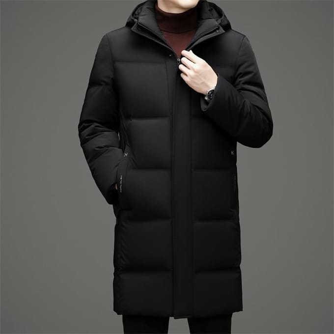 Donsjack Heren Lang Over de knie Verdikt Witte Eendendons Outdoor Donsjack 3XL