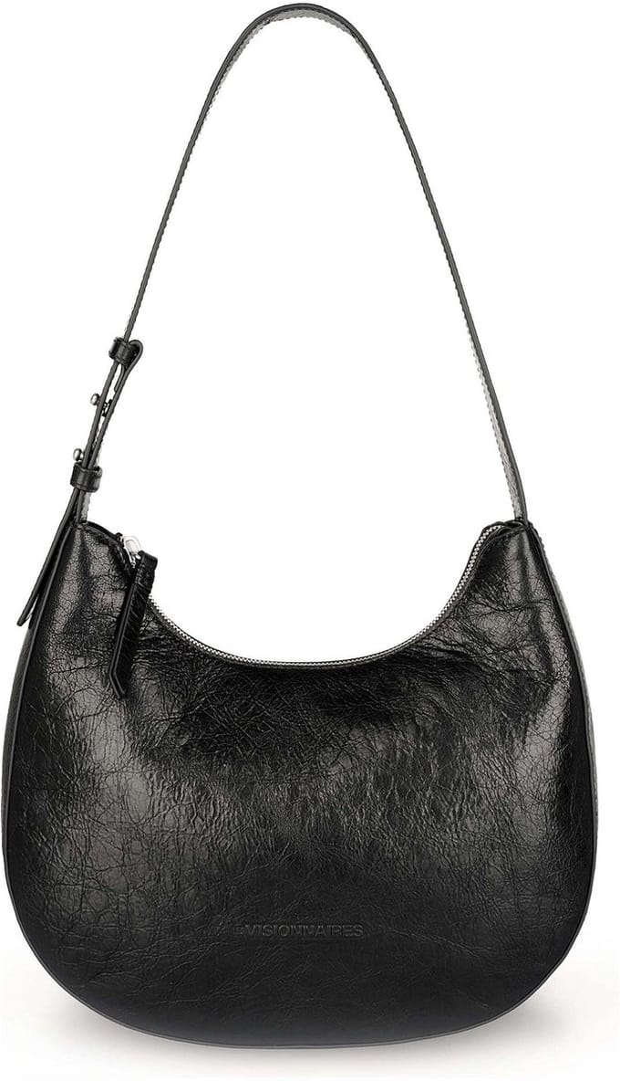 LES VISIONNAIRES Harper Schoudertas Leder 28 cm - Dames - black metallic