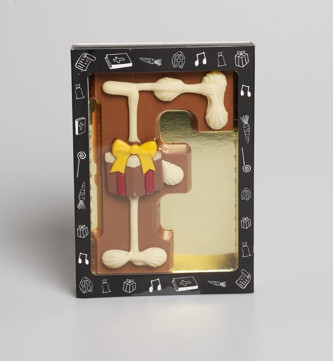 Luxe Gedecoreerde Melk Chocolade Letter F - 240 Gram