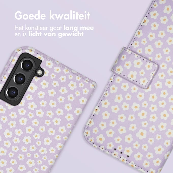 imoshion Hoesje - Geschikt voor Samsung Galaxy S21 FE - Design Bookcase smartphone - White Daisy