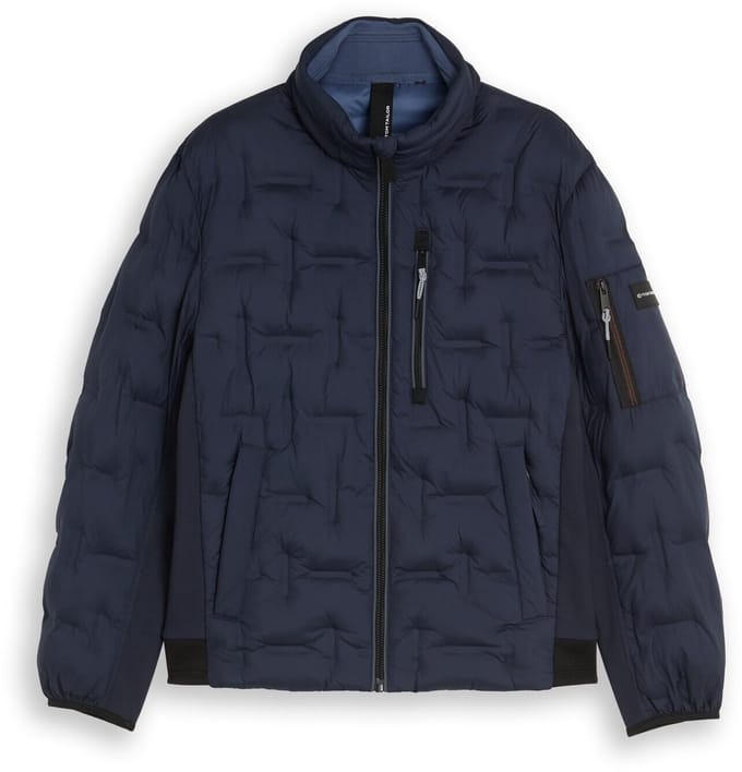 Tom Tailor - Hybride gewatteerd jasje met opbergbare capuchon - Maat M - sky captain blue