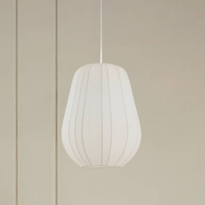 Lindby - Hanglamp - 1licht - Stof - H: 38 cm - E27 - wit