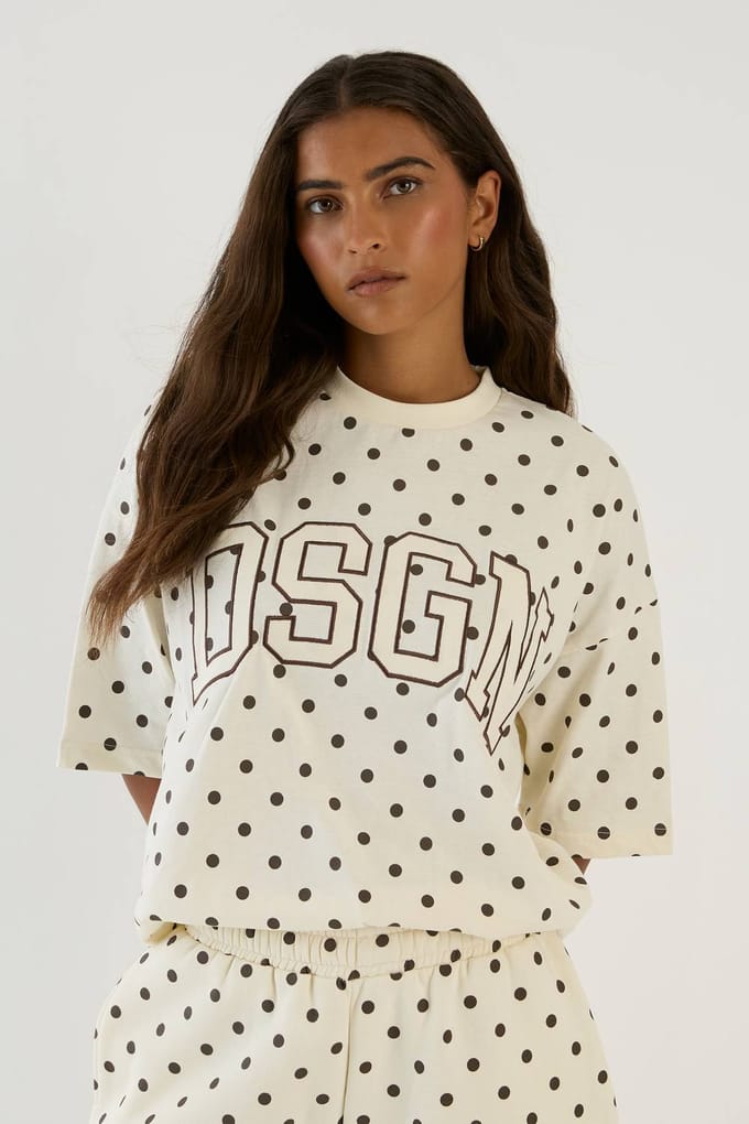 Dames Dsgn Studio Polkadot T-shirt | Ecru | Maat: Small
