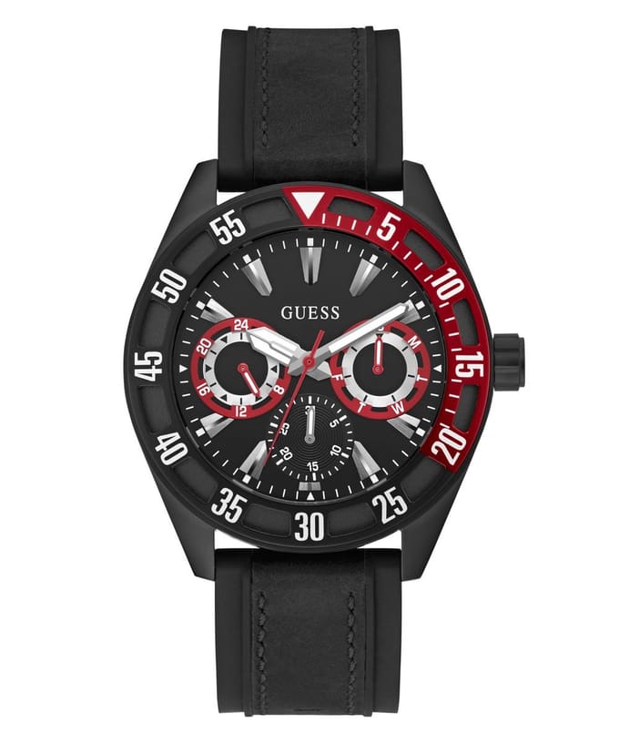 Guess Letterman GW0903G2 Horloge - Siliconen - Zwart - Ø 44 mm