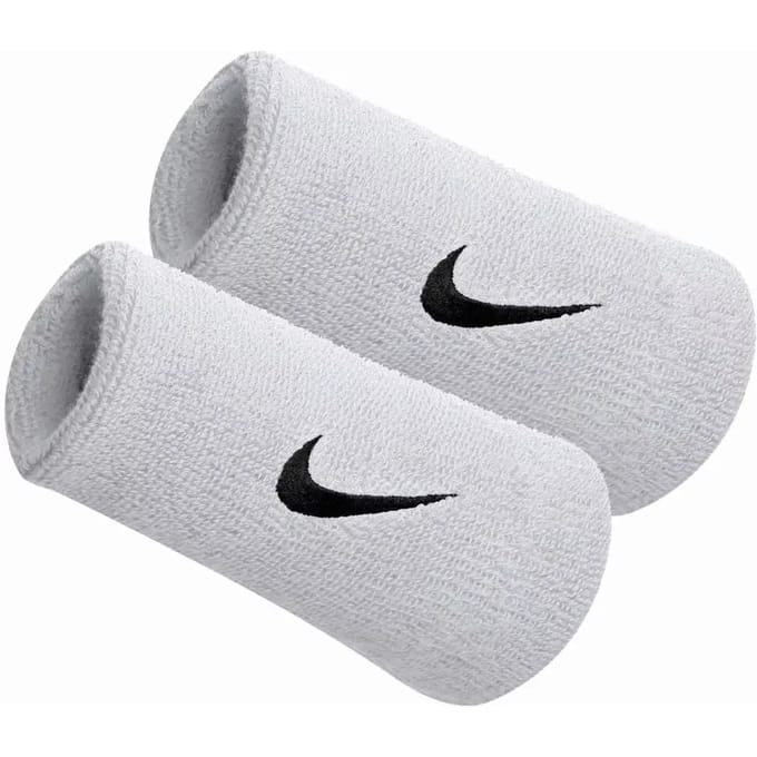 Nike Swoosh Doublewide Zweetband Verpakking 2 Stuks-Wit,Zwart